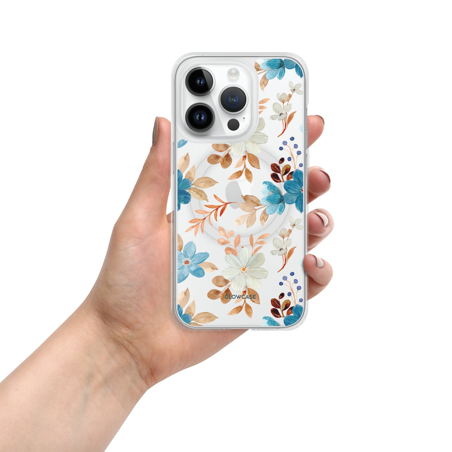 Blue & Brown Flowers Iphone case MagSafe®
