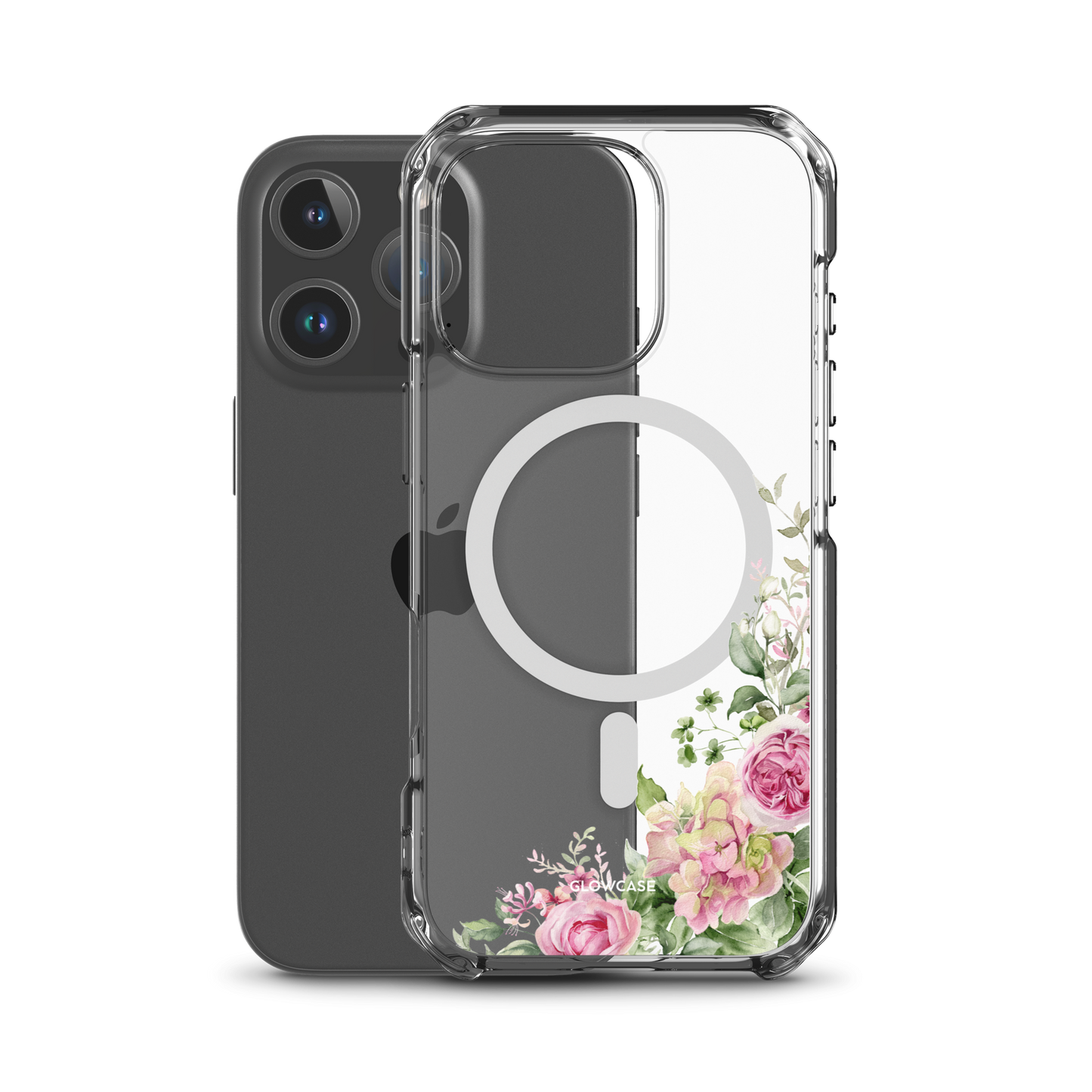 Corner Pink Flowers Iphone case MagSafeĀ®