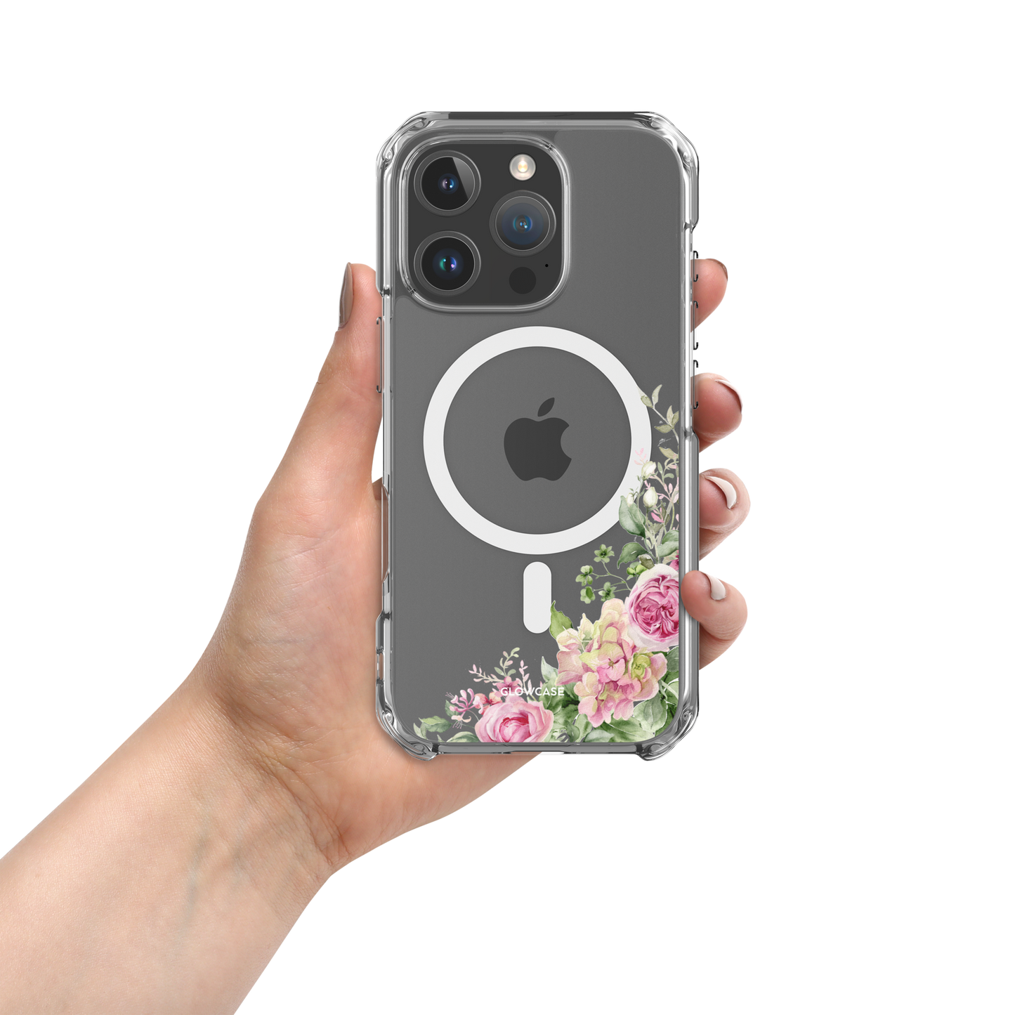 Corner Pink Flowers Iphone case MagSafeĀ®