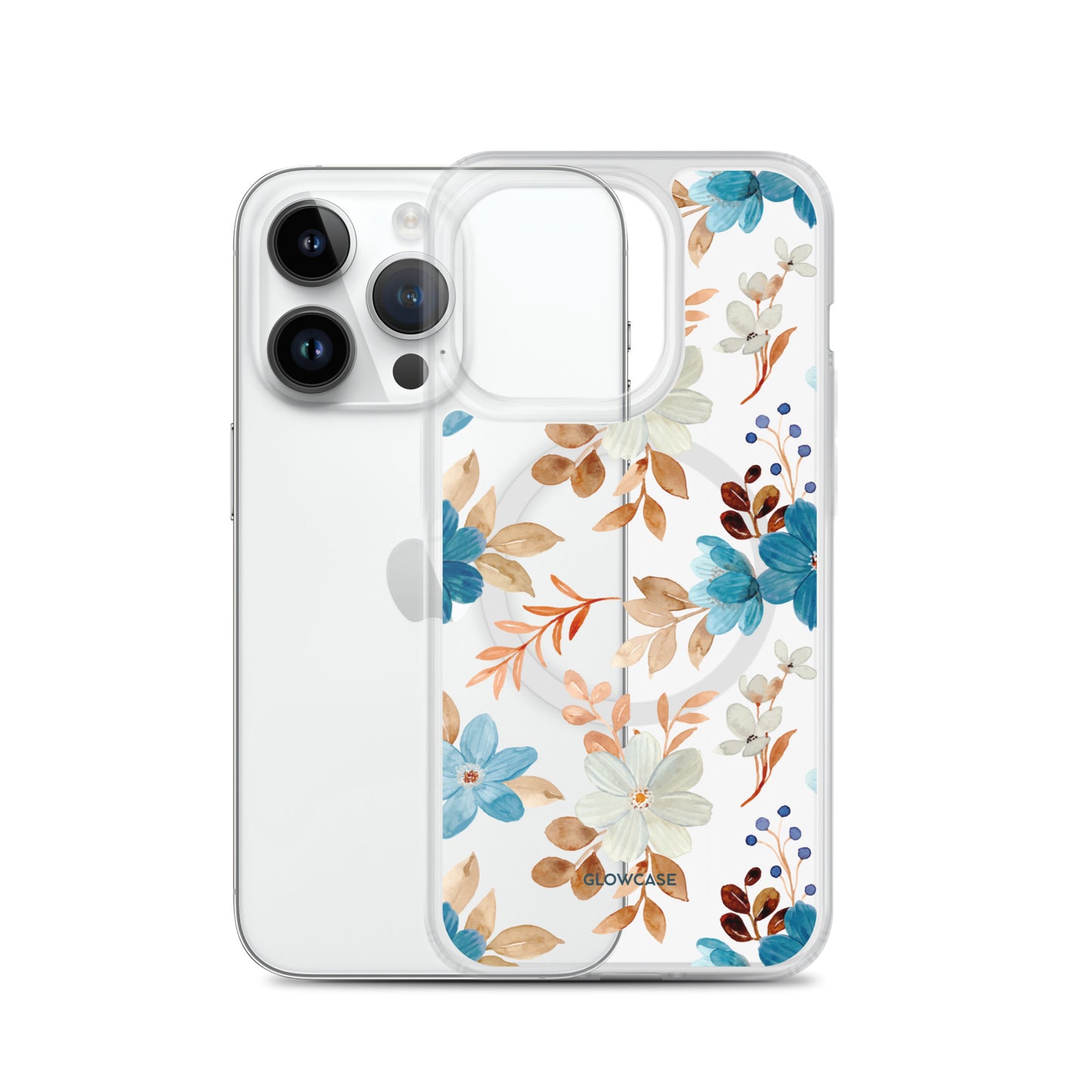 Blue & Brown Flowers Iphone case MagSafe®