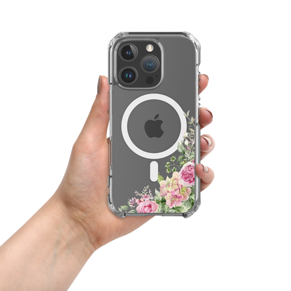 Corner Pink Flowers Iphone case MagSafe®