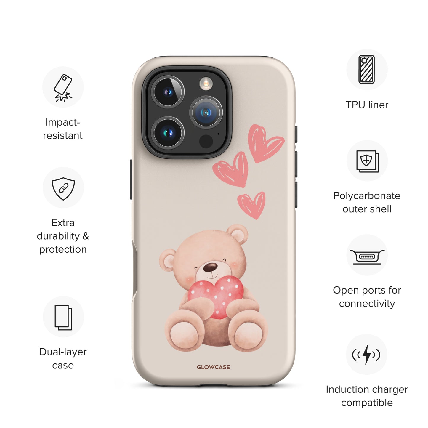 Cute Teddy Bear with hearts iPhone® case